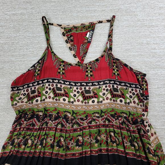 Jayli Dress Womens S Red Black‎ Elephant Paisley Open Back Festival Beach Boho - Picture 16 of 16